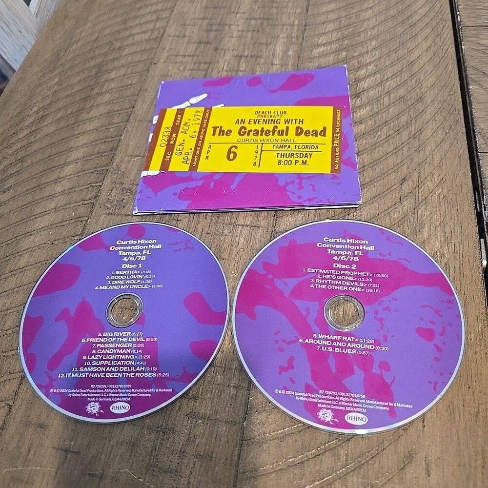 2 CDs Grateful Dead 1978 April 04/6/1978 Curtis Hixon Hall Tampa,FL HDCD